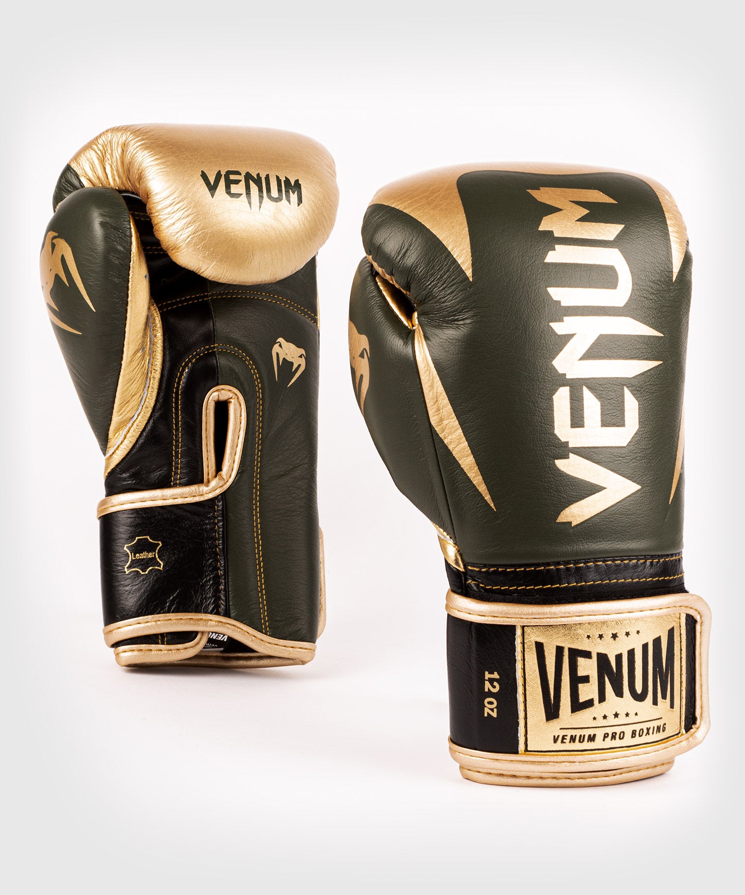Gants de boxe pro Venum Hammer - Velcro - Kaki/Or - Gants de boxe Pro