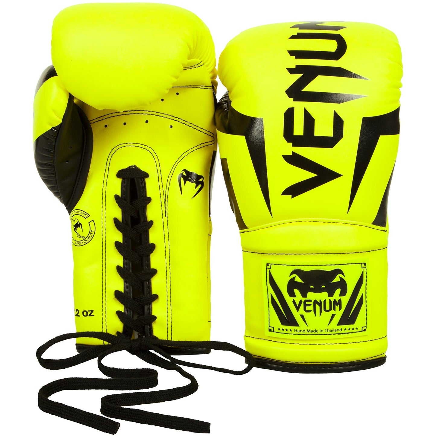 Gants de boxe Venum Elite à lacets - Jaune Fluo - Gants de boxe
