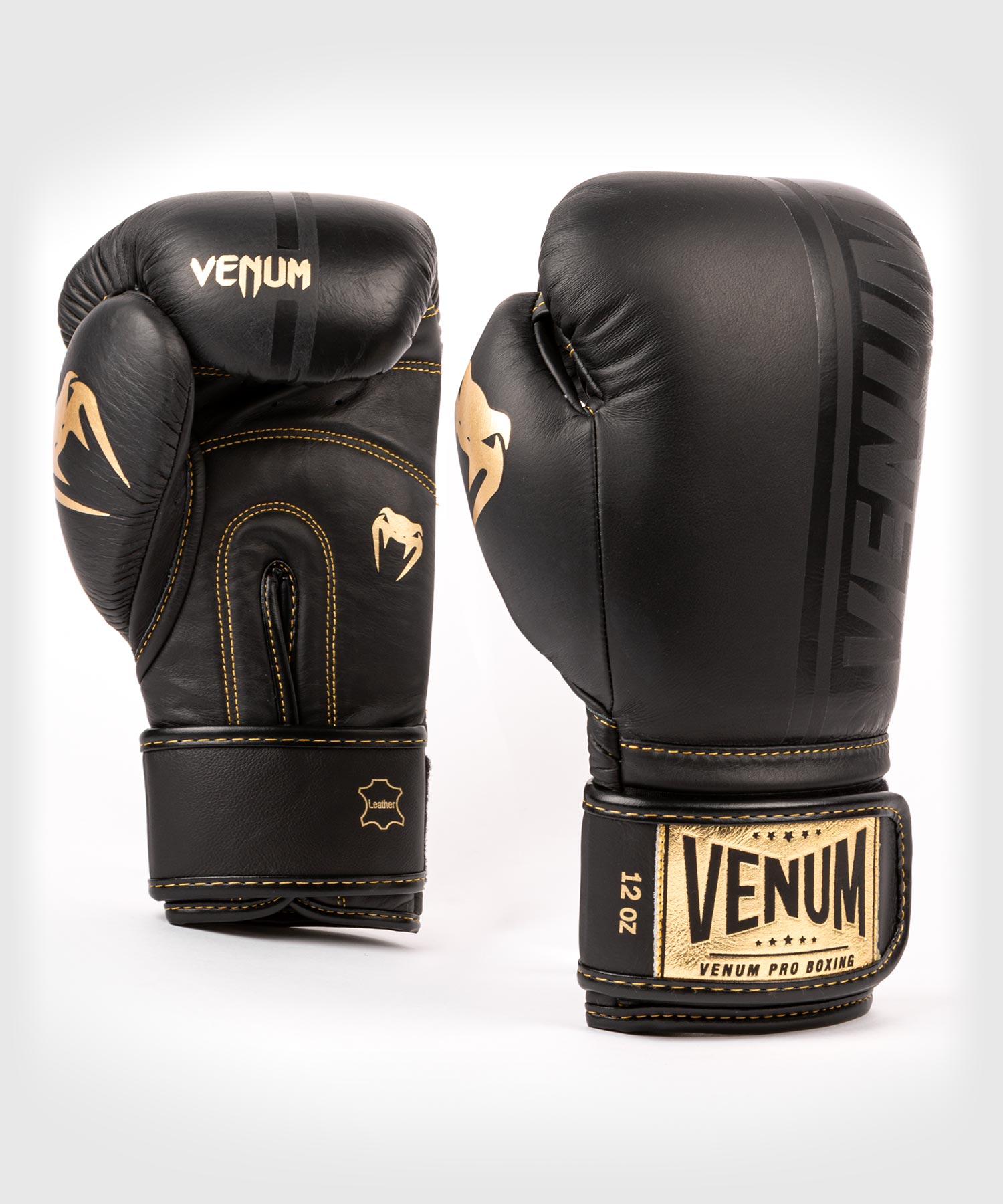 Gants de boxe pro Venum Shield - Velcro - Noir/Noir-Or - Gants de boxe Pro