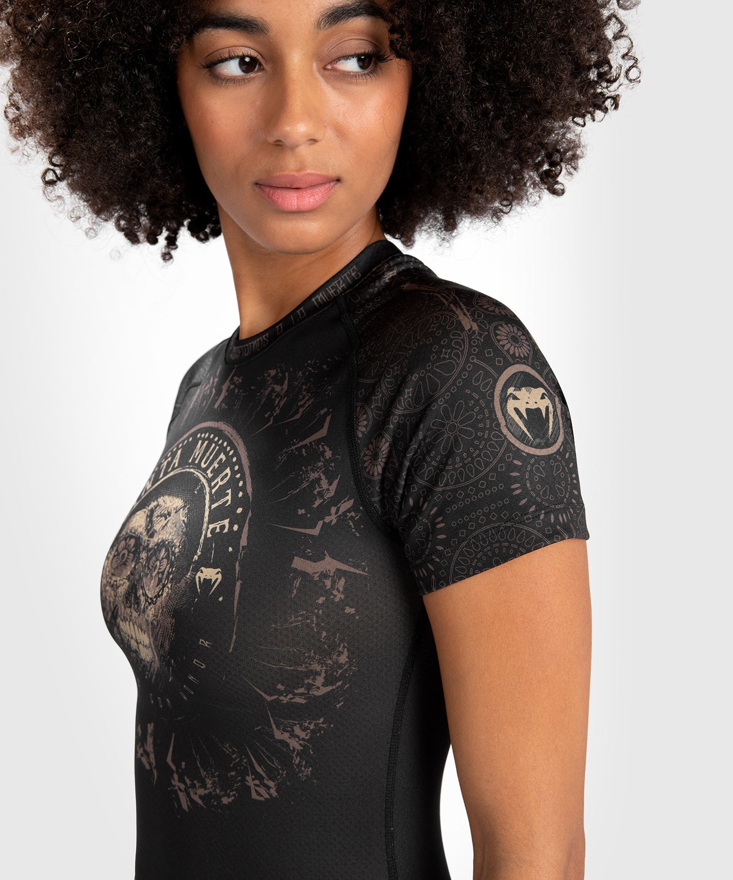 Rashguard Santa Muerte Dark Side Femme Venum - Manches Courtes - Noir/Marron - product-type_T-Shirts de Compression