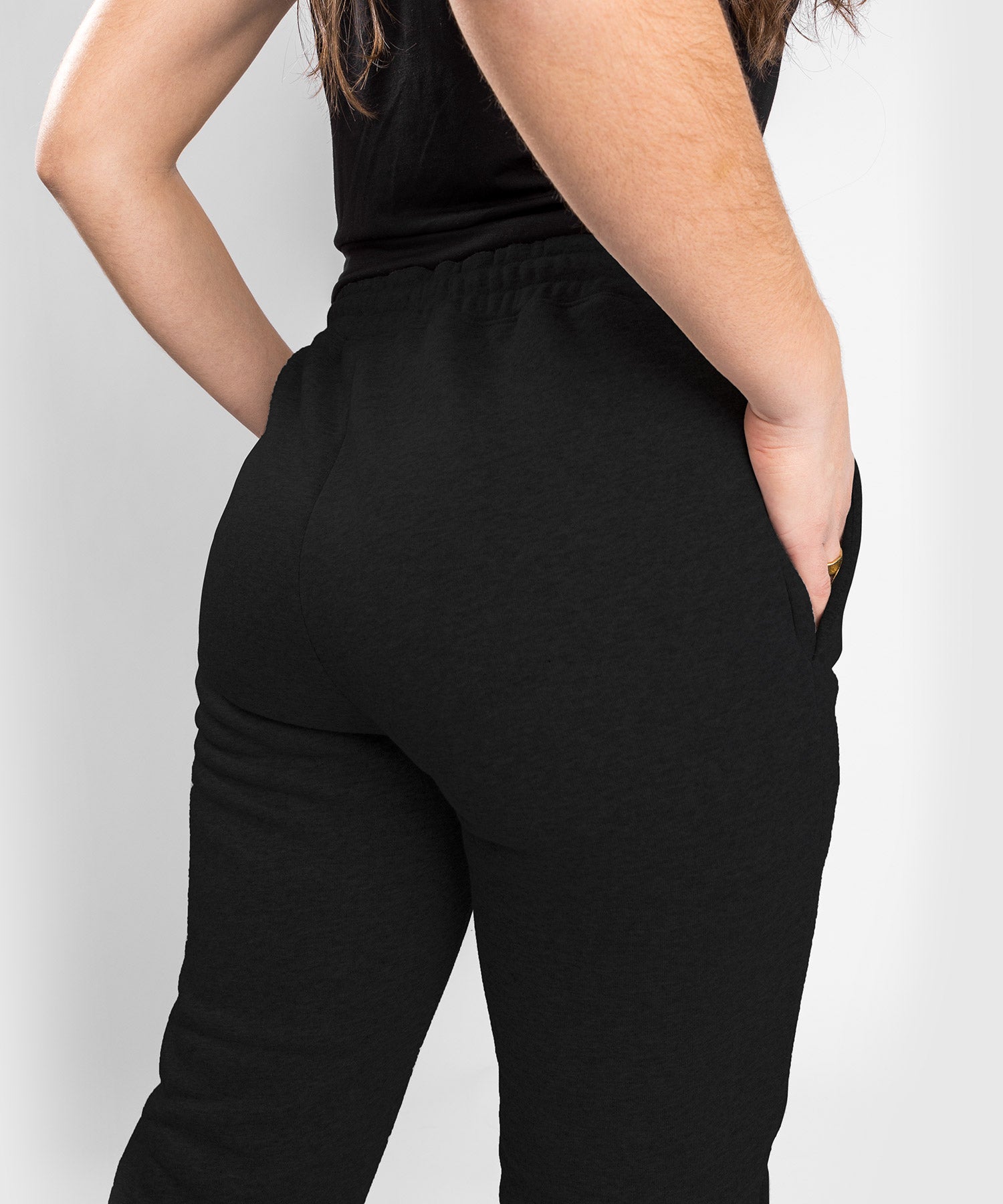 Pantalon jogging fitness femme coton coupe droite sans poche - 120 noi