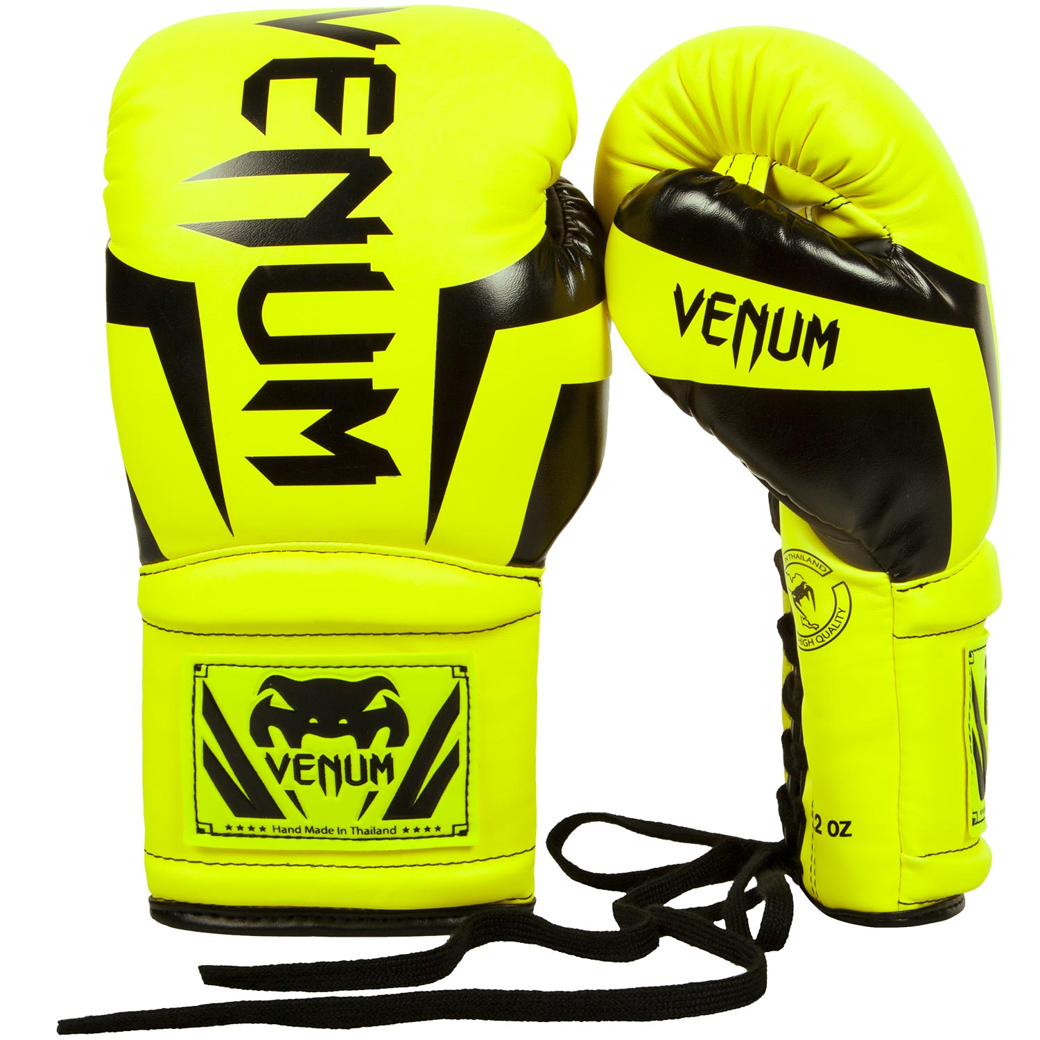 Gants de boxe Venum Elite à lacets - Jaune Fluo - Gants de boxe