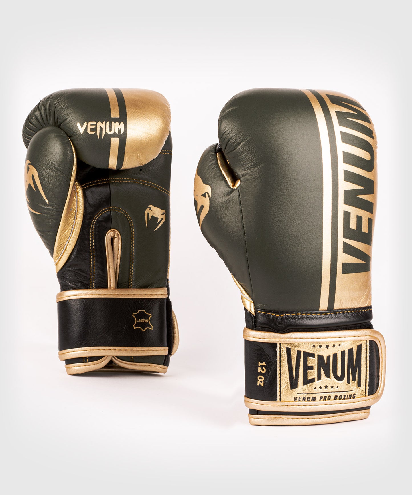 Gants de boxe pro Venum Shield - Velcro - Kaki/Or - Gants de boxe Pro