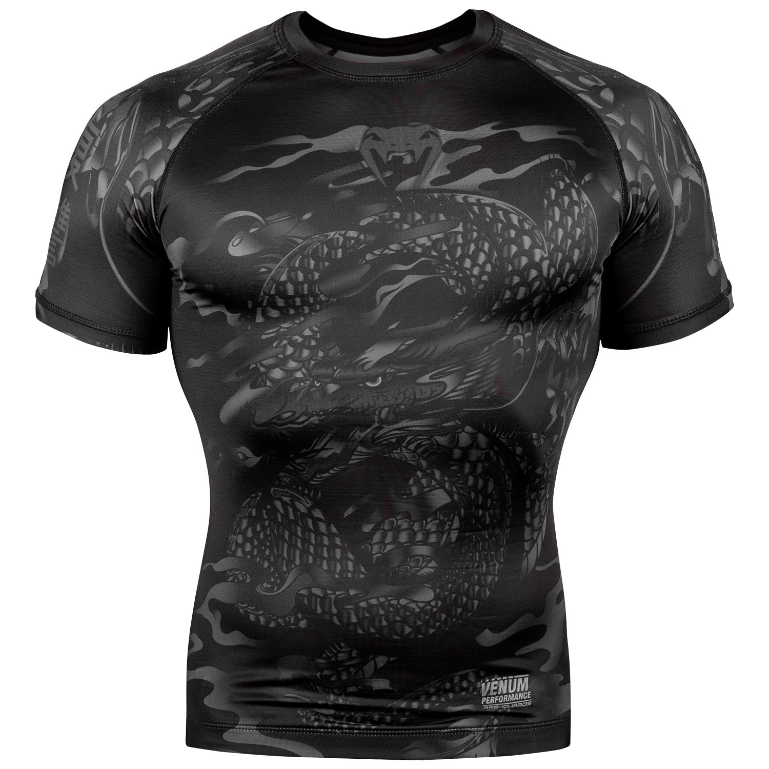Rashguard Venum Dragon's Flight - Manches courtes - Noir/Noir - T-shirts de compression