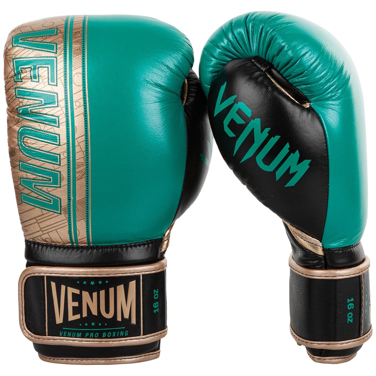 Gants de boxe Pro Venum Shield - Edition limitée WBC - Velcro - Vert Métallique/Doré - Gants de boxe Pro