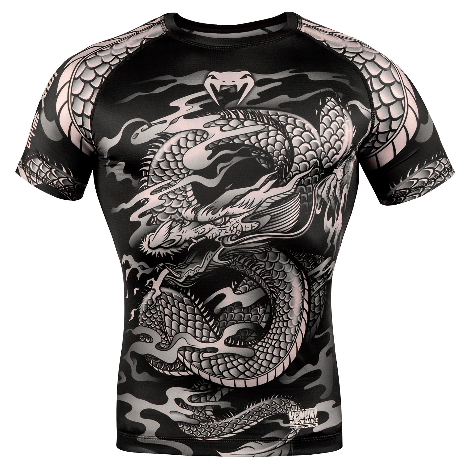 Rashguard Venum Dragon's Flight - Manches courtes - Noir/Sable - T-shirts de compression