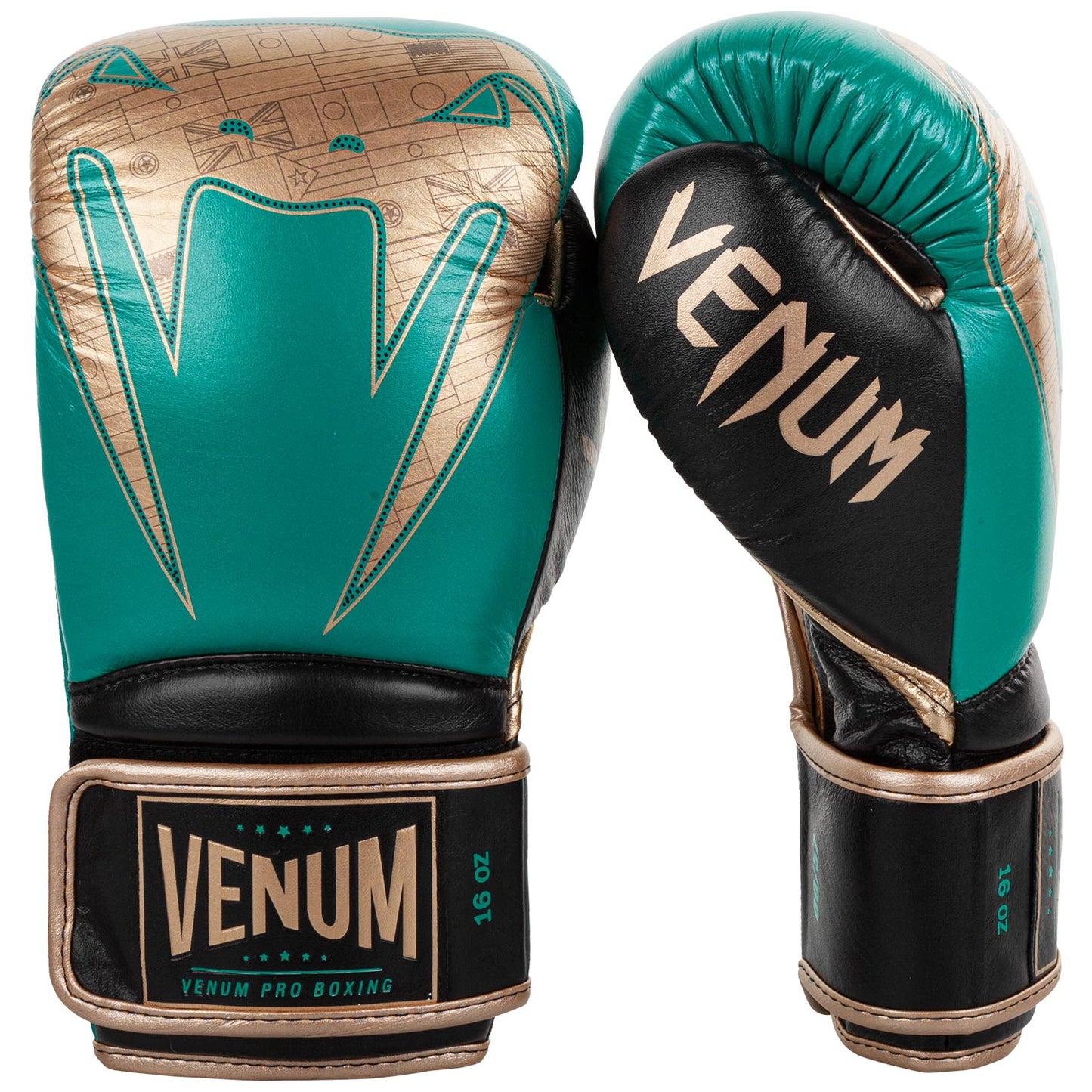Gants de boxe Pro Venum Giant 2.0 - Edition limitée WBC - Velcro - Vert Métallique/Doré - Gants de boxe Pro