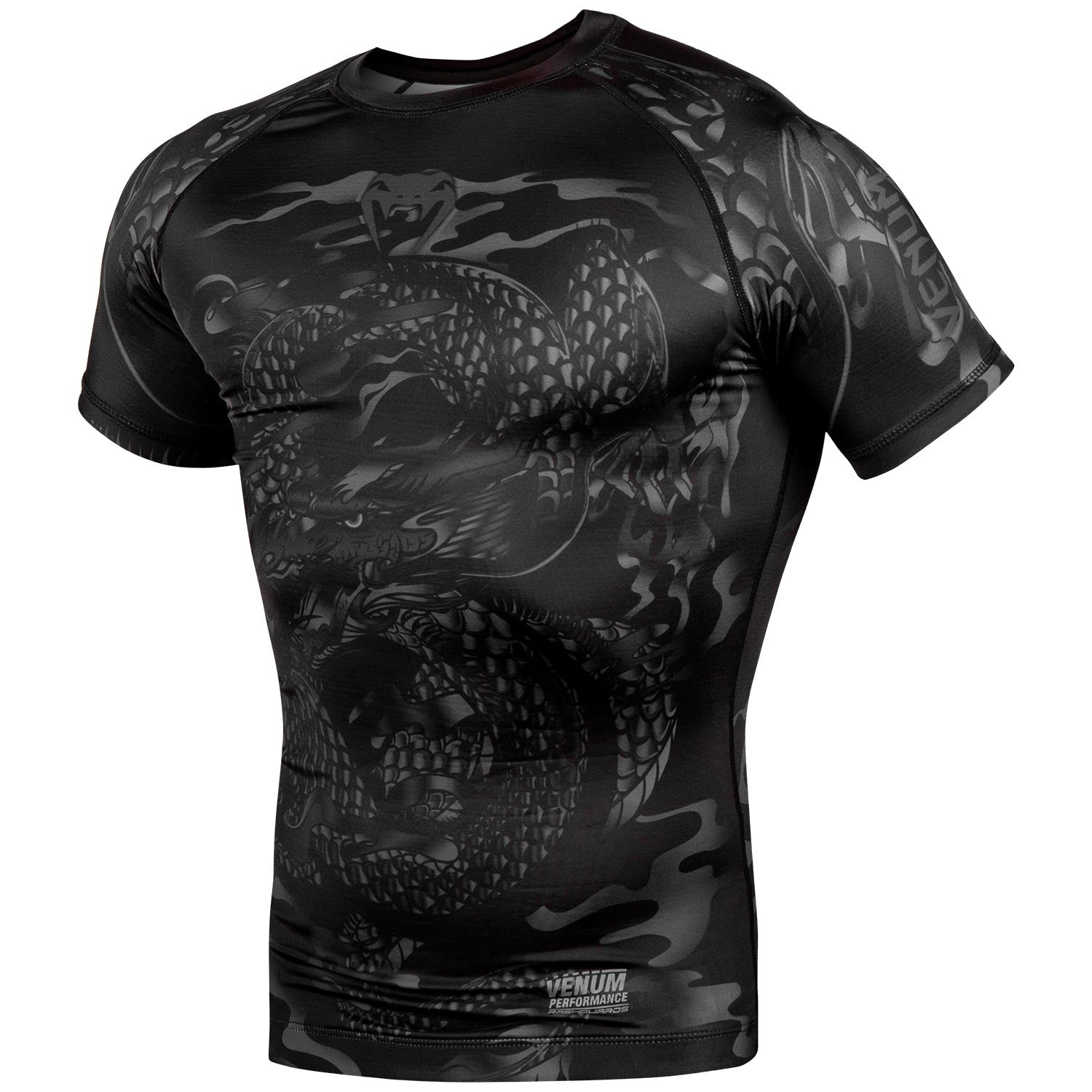 Rashguard Venum Dragon's Flight - Manches courtes - Noir/Noir - T-shirts de compression